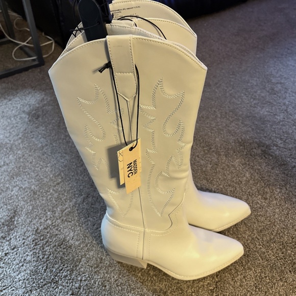 Madden NYC Women's Embroidered Tall Western Boots in Bone White - Picture 3 of 10